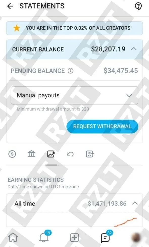 Sarah: earnings screenshot