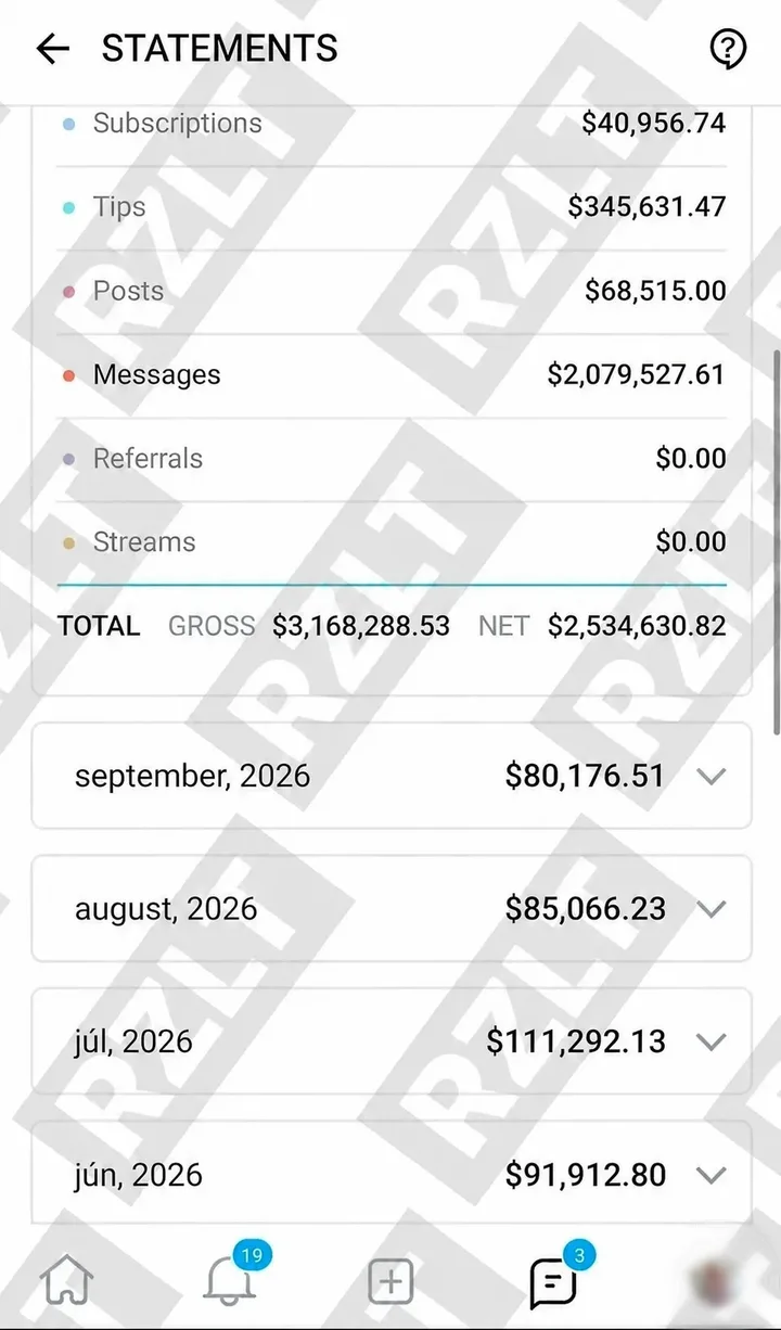 Daniela: earnings screenshot